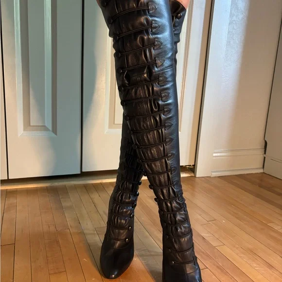 Christian Louboutin Black Over the Knee Boots - Picture 5 of 6